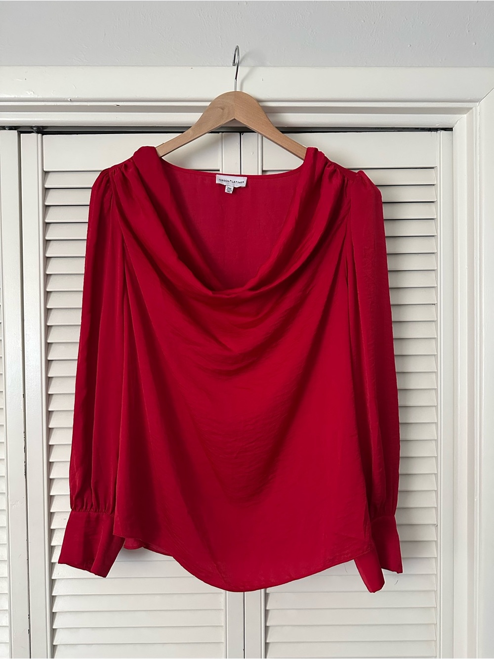 Gibson Latimer EUC Scarlet Red Cowl-Style Long Sleeve Blouse